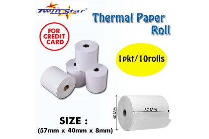 Twin Star Thermal Roll (40mm) 10rolls/PKT Twin Star Thermal Roll (40mm) 10rolls/PKT