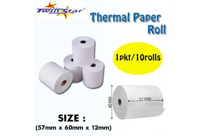 Twin Star Thermal Roll (57mm) 10rolls/PKT Twin Star Thermal Roll (57mm) 10rolls/PKT