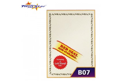 TS 3007 Twin Star Hot Stamping Certificate Gold Border Card (With Red Seal /Left Side)